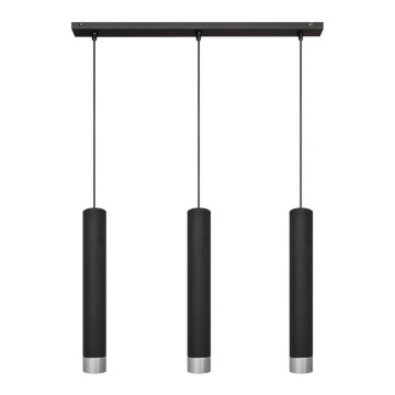 Lámpara LED colgante TUBA 3xGU10/4,8W/230V negro/cromo brillante