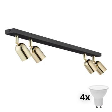 Lámpara LED de focos TOP 4xGU10/10W/230V negro/dorado