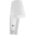 Lámpara LED de pared con puerto USB, 2W, 230V, 3000K, blanca