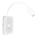 Lámpara LED de pared flexible con USB BASE LED/8W + LED/2W/230V blanca
