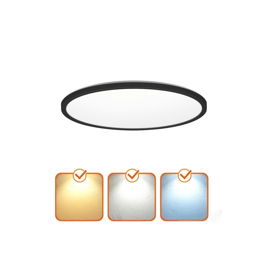 Lámpara de techo LED para baño NIVERA LED/12W/230V IP54 3000/4000/6000K diámetro 22,5 cm negro