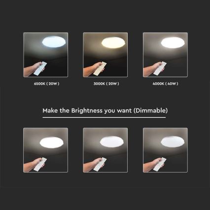 Lámpara de techo LED regulable LED/40W/230V 3000K/4000K/6500K diámetro 38,8 cm + mando a distancia