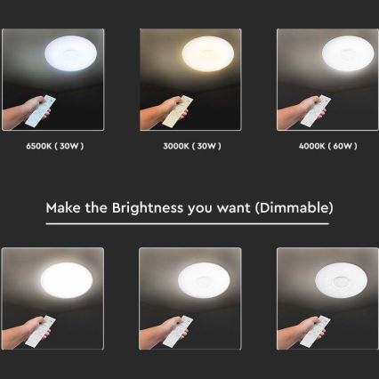 Lámpara de techo LED regulable LED/40W/230V 3000K/4000K/6500K Ø 49 cm + mando a distancia