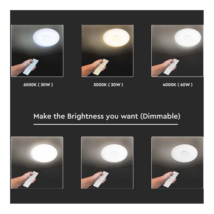 Lámpara de techo LED regulable LED/40W/230V 3000K/4000K/6500K Ø 49 cm + mando a distancia