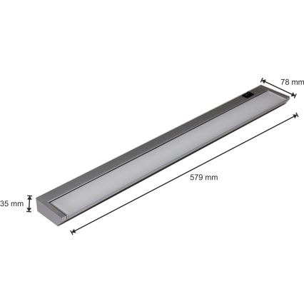 Lámpara LED debajo del gabinete LED/10W/230V plata