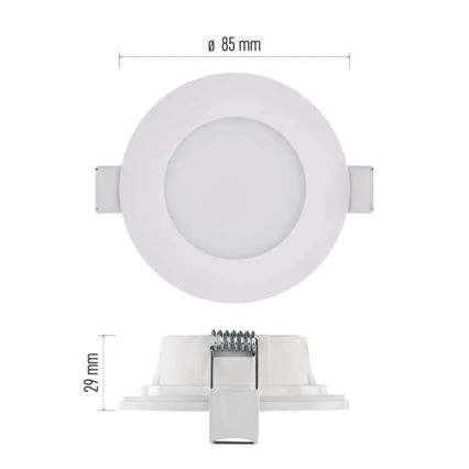 Lámpara empotrada LED para baño LORI LED/4,5W/230V IP65 2700/4000K Ø 8,5 cm blanca
