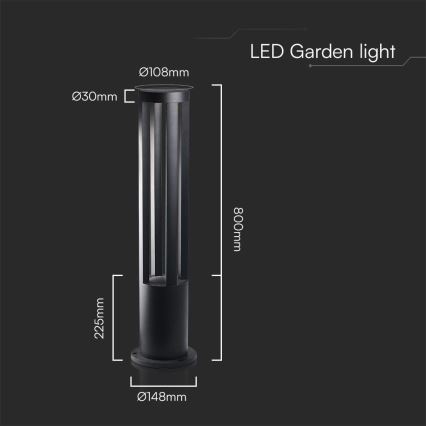 Lámpara LED exterior LED/10W/230V 3000K IP65 80 cm negra
