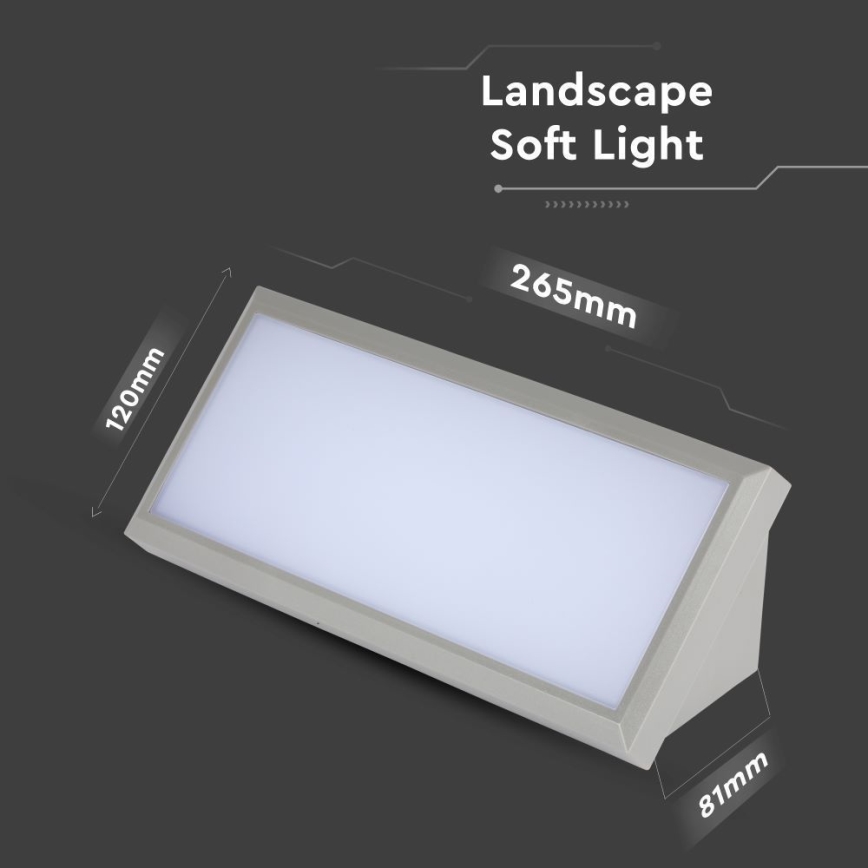 Lámpara de pared LED para exterior LED/12W/230V 6400K IP65 gris