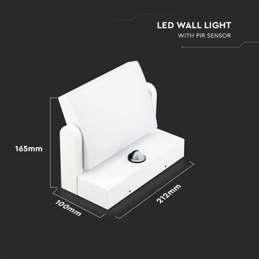 Lámpara de pared LED para exterior con sensor LED/17W/230V 3000K IP65 blanca