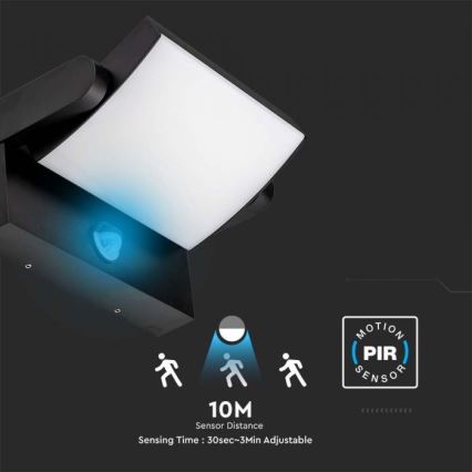 Lámpara de pared LED exterior con sensor LED/17W/230V 3000K IP65 negra