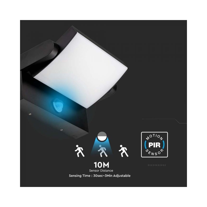 Lámpara de pared LED exterior con sensor LED/17W/230V 3000K IP65 negra