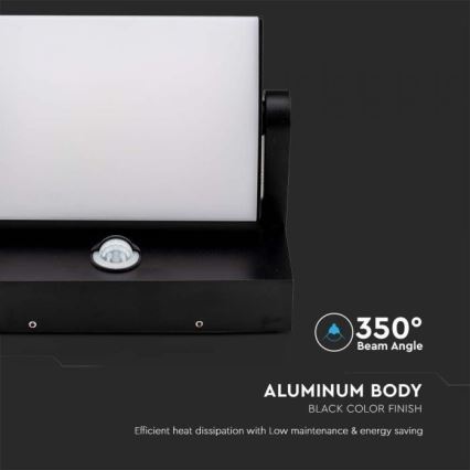 Lámpara de pared LED exterior con sensor LED/17W/230V 3000K IP65 negra