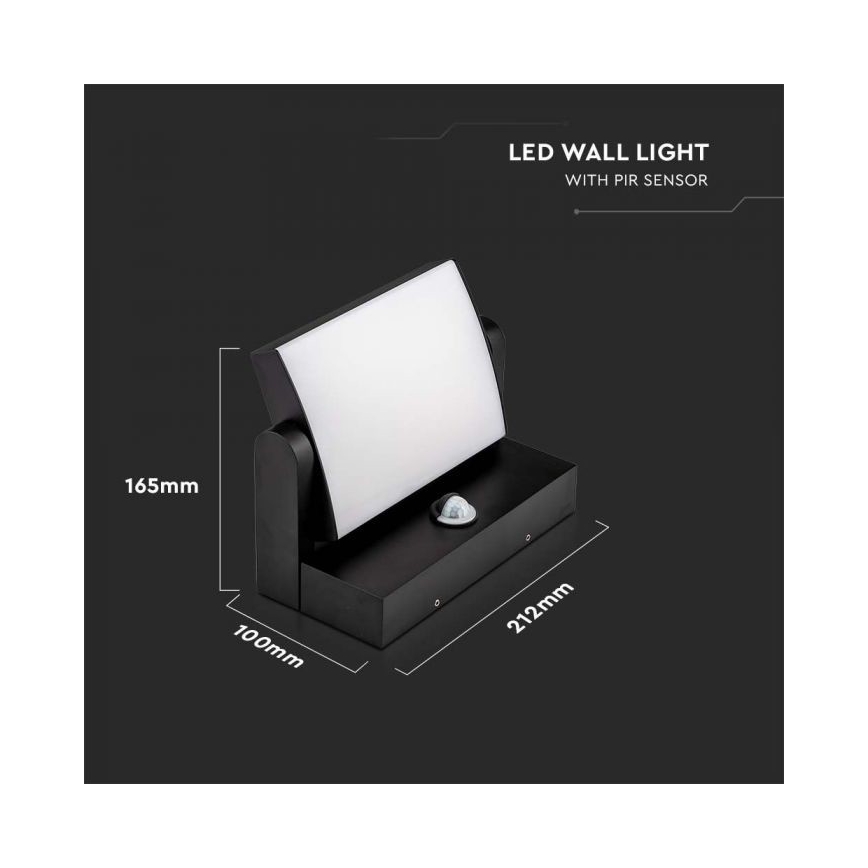 Lámpara de pared LED exterior con sensor LED/17W/230V 3000K IP65 negra