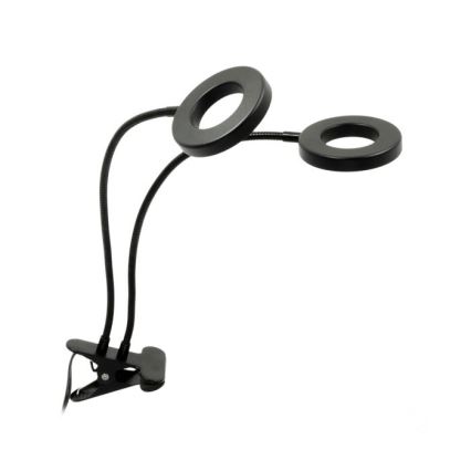 Lámpara de mesa flexible LED regulable con clip para cultivo de plantas VITARO 2xLED/4W/230V negra