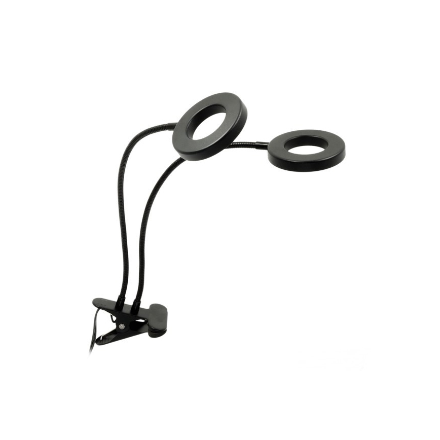 Lámpara de mesa flexible LED regulable con clip para cultivo de plantas VITARO 2xLED/4W/230V negra