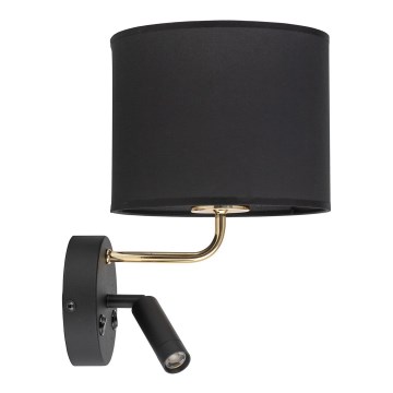 Lámpara LED flexible RICHI 1xE27/15W/230V + LED/3W/230V negra