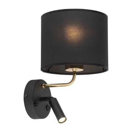 Lámpara LED flexible RICHI 1xE27/15W/230V + LED/3W/230V negra