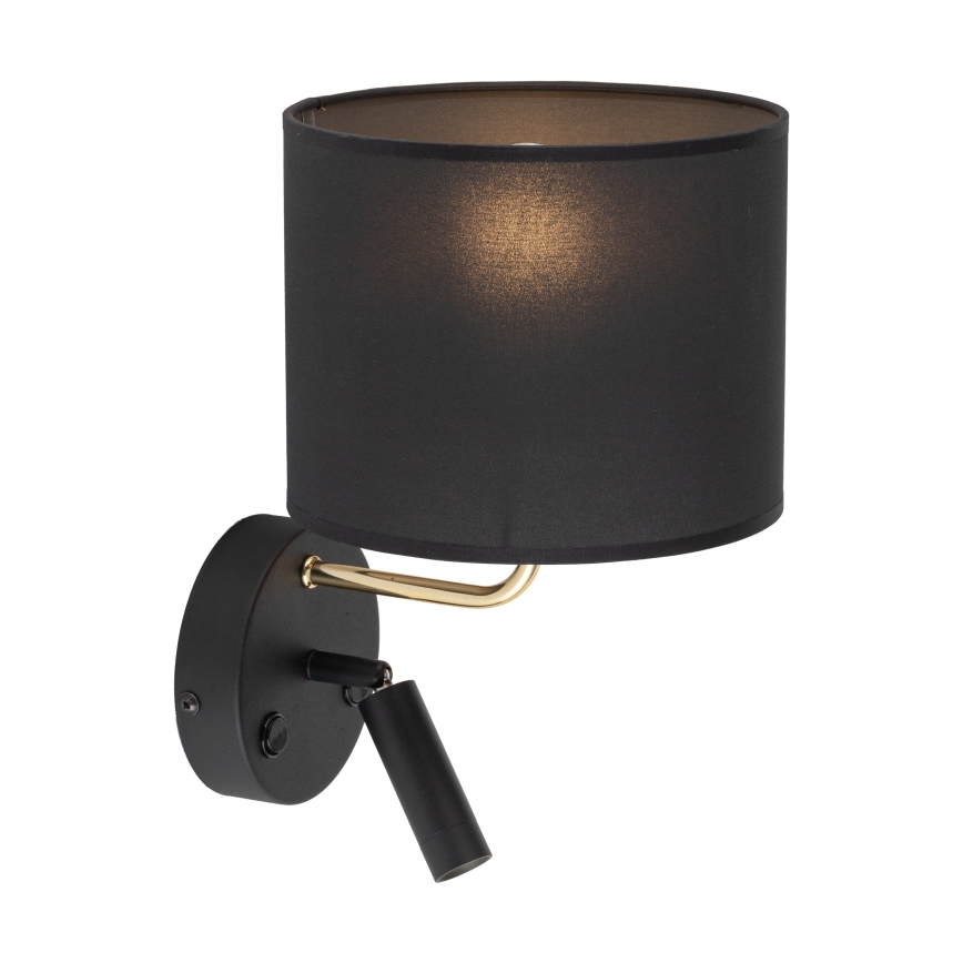 Lámpara LED flexible RICHI 1xE27/15W/230V + LED/3W/230V negra