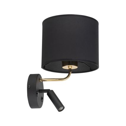 Lámpara LED flexible RICHI 1xE27/15W/230V + LED/3W/230V negra