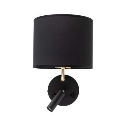 Lámpara LED flexible RICHI 1xE27/15W/230V + LED/3W/230V negra