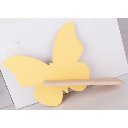 Lámpara de pared infantil LED con estante BUTTERFLY LED/5W/230V amarillo/madera,