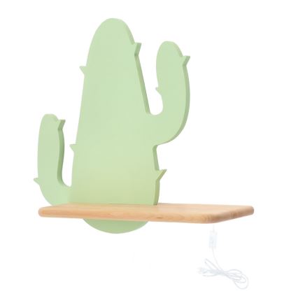Lámpara de pared infantil LED con estante CACTUS LED/4W/230V verde/madera,