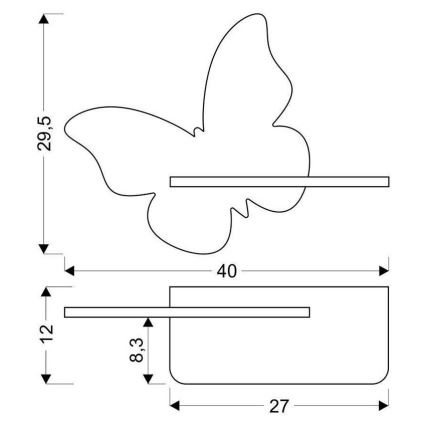Lámpara de pared infantil LED con estante BUTTERFLY LED/5W/230V rosa/madera,