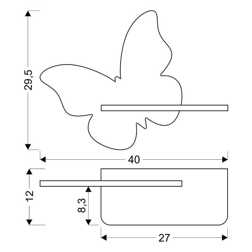 Lámpara de pared infantil LED con estante BUTTERFLY LED/5W/230V rosa/madera,