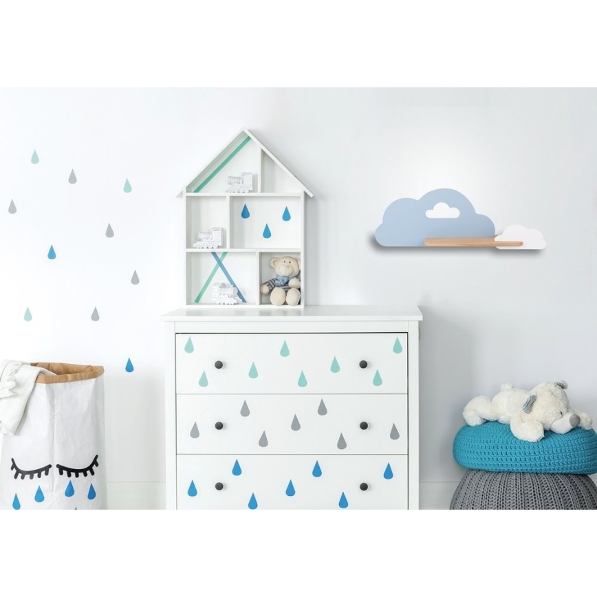 Lámpara de pared infantil LED con estante CLOUD LED/5W/230V azul/blanco,