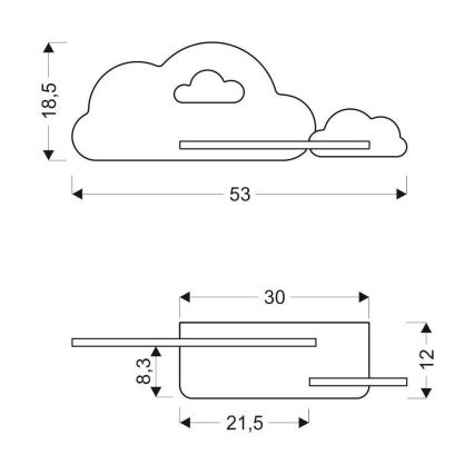 Lámpara de pared infantil LED con estante CLOUD LED/5W/230V azul/blanco,
