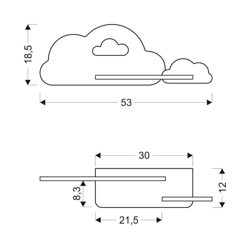 Lámpara de pared LED infantil con estante CLOUD LED/5W/230V blanco/rosa,