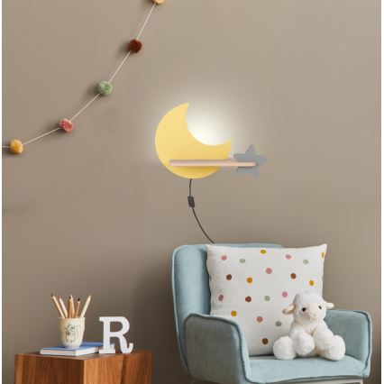 Lámpara de pared infantil LED con estante MOON LED/5W/230V,