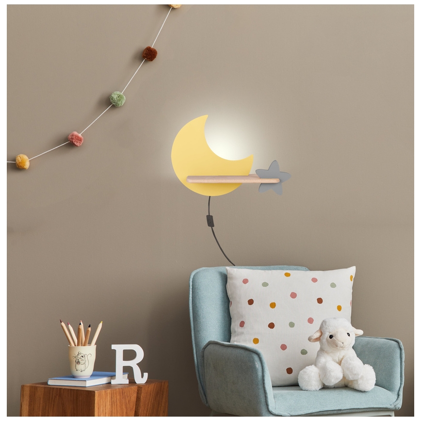 Lámpara de pared infantil LED con estante MOON LED/5W/230V,
