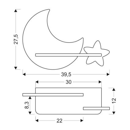 Lámpara de pared infantil LED con estante MOON LED/5W/230V,