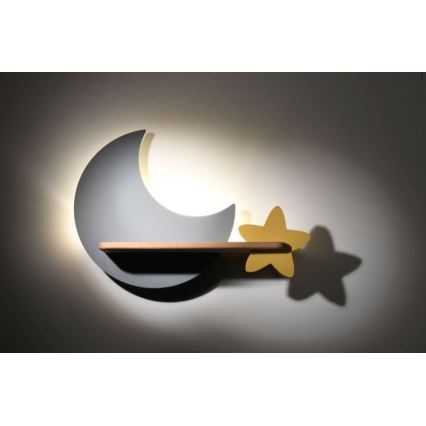 Lámpara de pared infantil LED con estante MOON LED/5W/230V,
