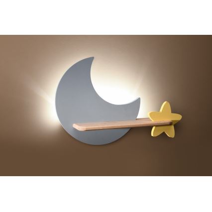 Lámpara de pared infantil LED con estante MOON LED/5W/230V,