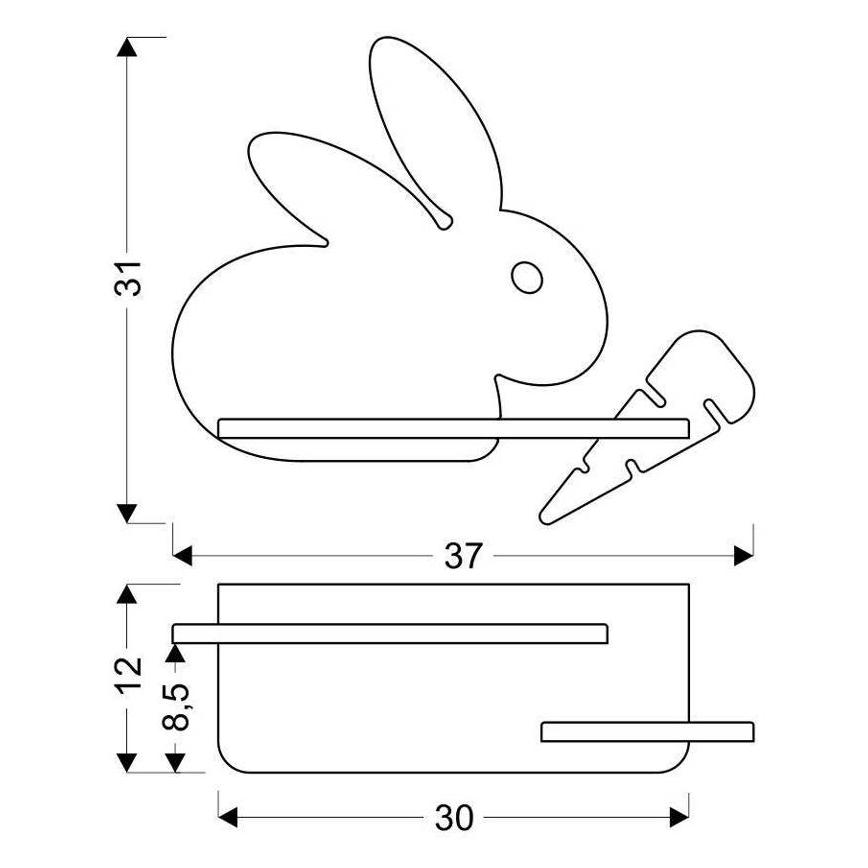 Lámpara de pared LED infantil con estante RABBIT LED/4W/230V gris/blanco/madera,