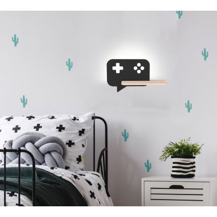 Lámpara de pared LED infantil con estante CONSOLE LED/5W/230V negro,