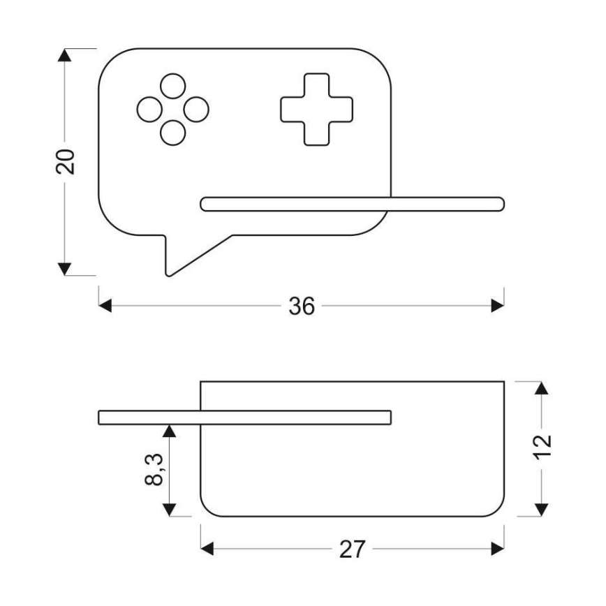 Lámpara de pared LED infantil con estante CONSOLE LED/5W/230V negro,