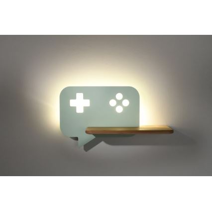 Lámpara de pared LED infantil con estante CONSOLE LED/5W/230V verde,