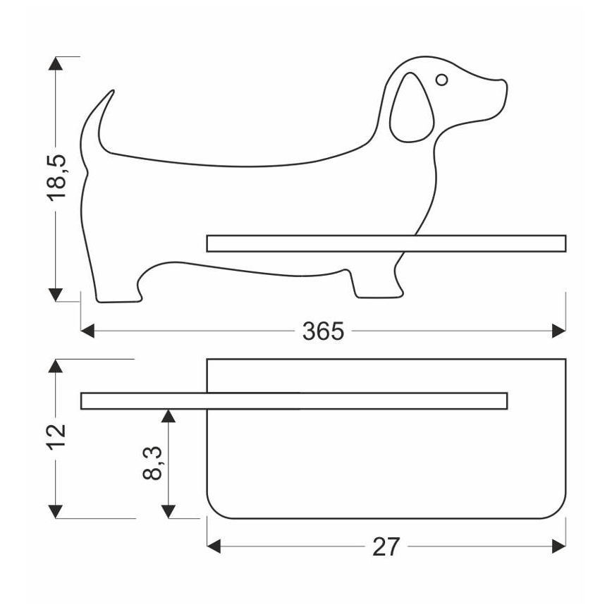 Lámpara de pared LED infantil con estante DOG LED/5W/230V negro/madera,