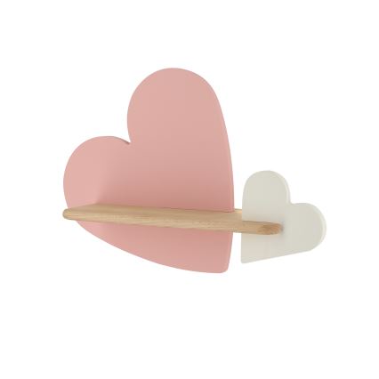 Lámpara de pared infantil LED con estante HEART LED/5W/230V rosa/blanco/madera,