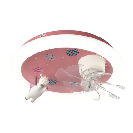 Luminaria LED de techo infantil regulable con ventilador LED/48W/230V 3000/4000/6000K Ø 50 cm rosa + mando a distancia
