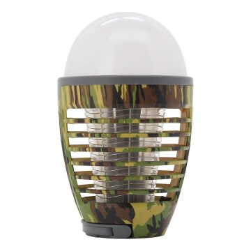 Lámpara LED portátil recargable con trampa para insectos LED/2W/3,7V 1800 mAh IPX4 camuflaje