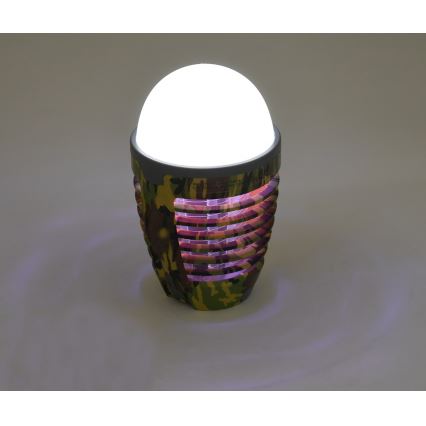 Lámpara LED portátil recargable con trampa para insectos LED/2W/3,7V 1800 mAh IPX4 camuflaje
