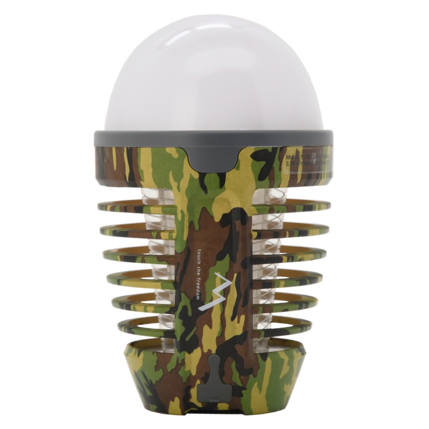 Lámpara LED portátil recargable con trampa para insectos LED/2W/3,7V 1800 mAh IPX4 camuflaje