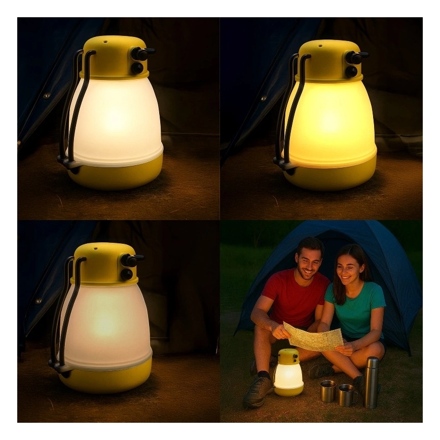 Lámpara recargable portátil LED regulable con función de batería externa LUMINA MINIO LED/5V 1800 mAh IP44 amarilla