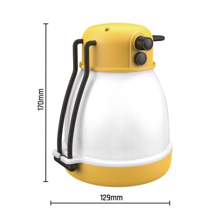 Lámpara recargable portátil LED regulable con función de batería externa LUMINA MINIO LED/5V 1800 mAh IP44 amarilla