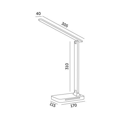 Lámpara de mesa LED regulable con cargador inalámbrico QI, mostrar y Puerto USB LED/7W/230V 3000-6000K blanco