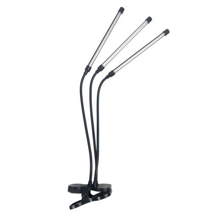 Lámpara de mesa flexible LED regulable con clip para el cultivo de plantas VITARO 3xLED/10W/230V negro
